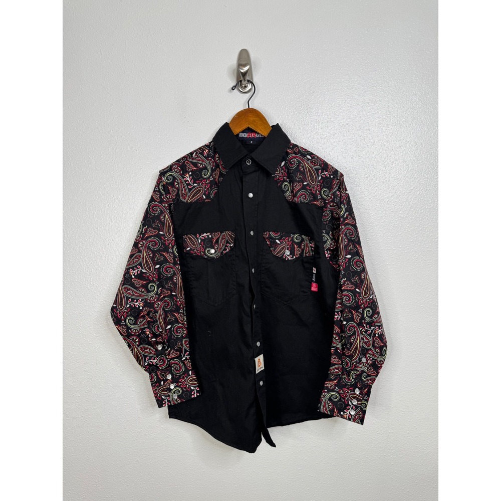 Becomal FR Flame Resistant Pearl Snap Paisley Print Long Sleeve Shirt Size Small